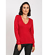 Червен дамски пуловер с естествени материи Giana-0 снимка