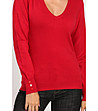 Червен дамски пуловер с естествени материи Giana-3 снимка