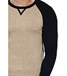 Мъжки пуловер в бежово и черно с кашмир и коприна Nicolas-3 снимка