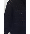 Черен дамски ажурен пуловер с кашмир и мохер Irma-3 снимка