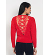 Червен дамски пуловер с ефектен гръб Lenitta-0 снимка