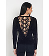 Черен дамски пуловер с ефектен гръб Lenitta-0 снимка