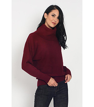 Дамски пуловер в бордо с кашмир Abena снимка