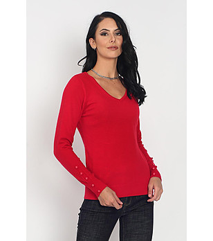 Червен дамски пуловер с кашмир и коприна Alva снимка