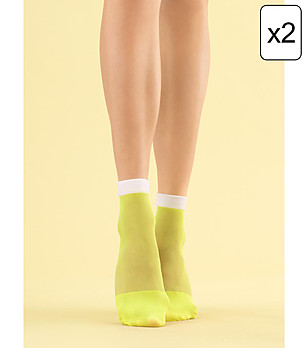 Комплект от 2 чифта чорапи в жълто и бяло Juicy 8 DEN снимка