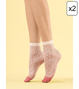 Комплект от 2 чифта чорапи в цвят ванилия на точки Panna cota 8 DEN снимка