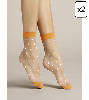 Комплект от 2 чифта чорапи в бежово и оранжево на точки Panna cota 8 DEN снимка