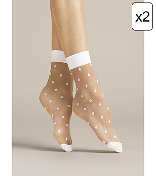 Комплект от 2 чифта чорапи на бели точки Papavero 20 DEN   снимка