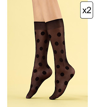 Комплект от 2 чифта черни чорапи на точки Playful 8 DEN снимка