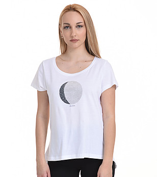 Памучна дамска тениска в бяло Flavia снимка
