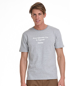 Памучна мъжка тениска в сив меланж Andrew снимка
