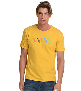 Жълта памучна мъжка тениска Joshua снимка