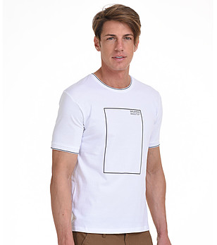 Памучна мъжка тениска в бяло George снимка