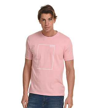 Памучна мъжка тениска в розово George снимка