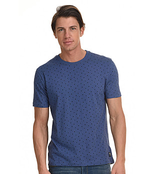 Мъжка памучна тениска в синьо с принт Jason снимка