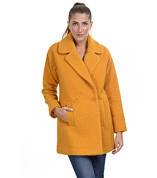 Топло зимно дамско палто в жълто Enita снимка