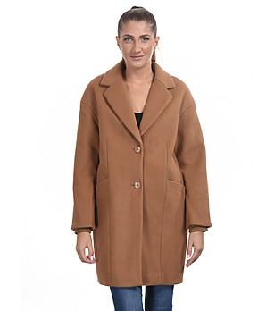 Кафяво дамско топло палто Amedia снимка