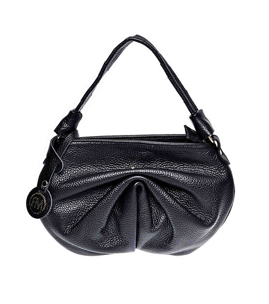 Малка черна дамска чанта от естествена кожа Veronica снимка