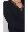 Черен дамски пуловер с дантела Vivi-3 снимка