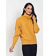 Дамски пуловер в цвят охра с кашмир Abena-0 снимка