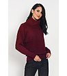 Дамски пуловер в бордо с кашмир Abena-0 снимка