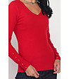 Червен дамски пуловер с кашмир и коприна Alva-3 снимка