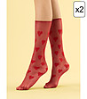 Комплект от 2 чифта червени чорапи на сърца Love me 8 DEN-0 снимка
