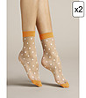Комплект от 2 чифта чорапи в бежово и оранжево на точки Panna cota 8 DEN-0 снимка