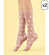 Комплект от 2 чифта 3/4 чорапи в цвят пудра на точки 8 DEN-0 снимка