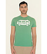 Зелена мъжка памучна тениска с бяла щампа James-0 снимка