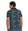 Тъмносиня мъжка памучна блуза с многоцветен принт Thomas-2 снимка