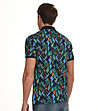Тъмносиня мъжка памучна блуза с многоцветен принт Thomas-3 снимка