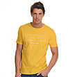 Мъжка памучна тениска в жълто с надпис Donald-1 снимка
