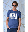 Мъжка памучна тениска в синьо Jonathan-3 снимка
