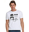 Памучна мъжка бяла тениска с черна щампа Stephen-0 снимка