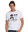 Памучна мъжка бяла тениска с черна щампа Stephen-2 снимка