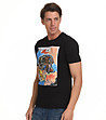 Черна мъжка памучна тениска с многоцветна щампа Gregory-4 снимка