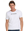 Бяла мъжка памучна тениска с черен надпис Jack-0 снимка