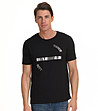 Черна мъжка памучна тениска със сребристи детайли Dennis-1 снимка