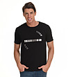 Черна мъжка памучна тениска със сребристи детайли Dennis-3 снимка