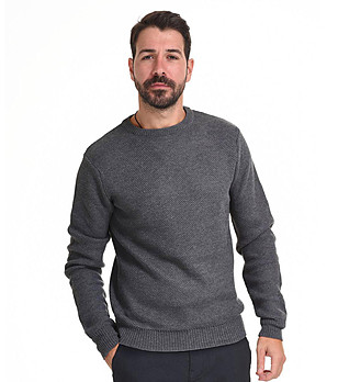 Сив памучен мъжки пуловер Linano снимка