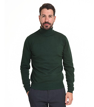 Памучен мъжки поло пуловер в зелено Raul снимка