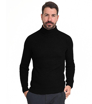 Мъжки поло пуловер в черно Expoder снимка