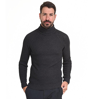 Мъжки поло пуловер в тъмносиво Expoder снимка