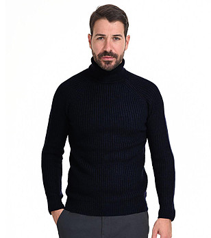 Мъжки поло пуловер в тъмносиньо Expoder снимка