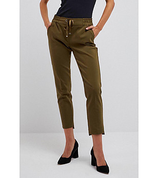 Дамски панталон в цвят маслина Sisi снимка