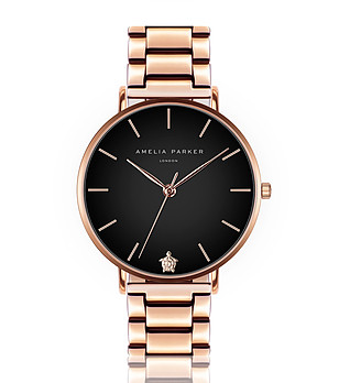 Розовозлатист дамски часовник с черен циферблат Midnight Moon снимка