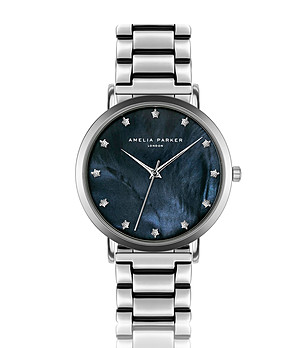 Сребрист дамски часовник със син циферблат Eternity снимка