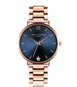 Дамски розовозлатист часовник със син циферблат Midnight Sky снимка
