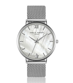 Сребрист дамски часовник със седефен циферблат Seashell снимка
